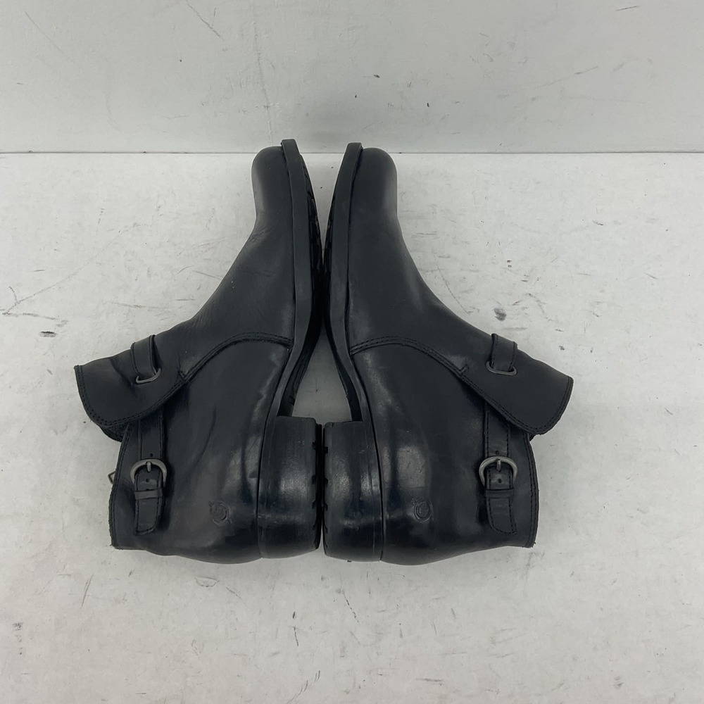 Born Women's Black Leather Biker Ankle Boots Size 10 - Picture 5 of 11
